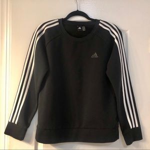 Adidas sweatshirt.  Black with white stripes